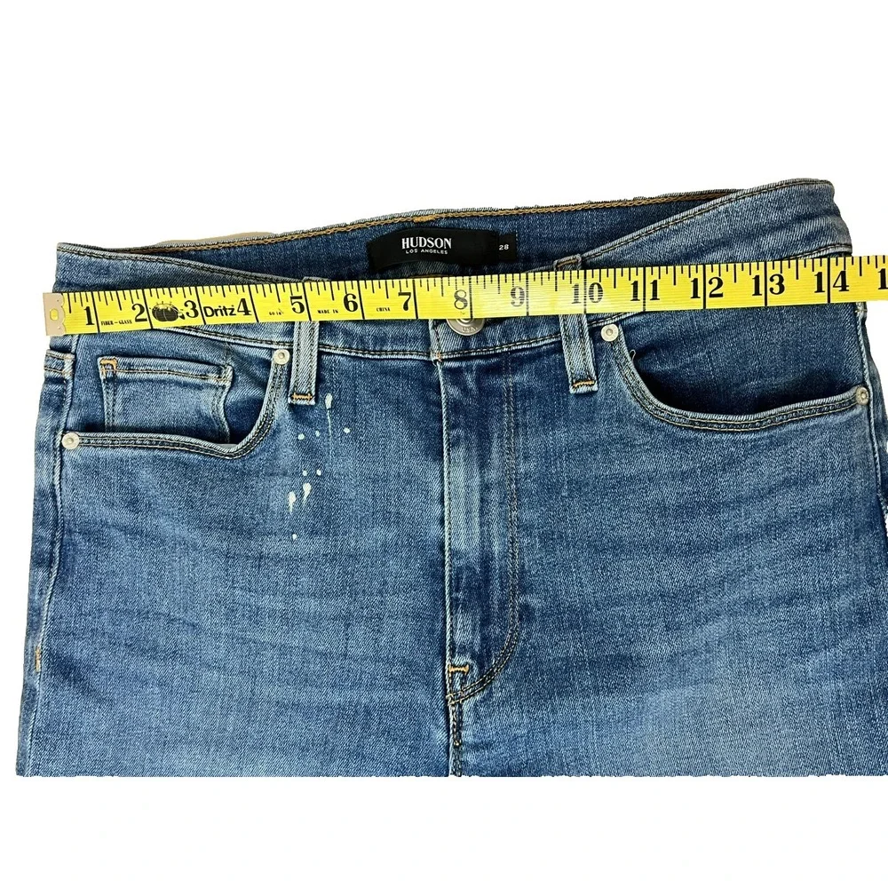 Hudson‎ Barbara Straight Jean Medium Wash Paint Splatter Premium Denim SZ 28